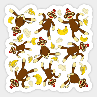 Sock Monkey & Bananas All Over Print Sticker